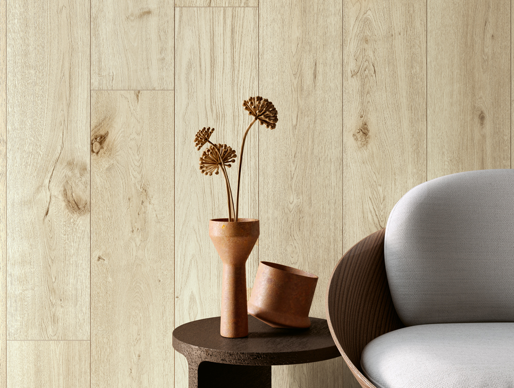 Wood-look stoneware wall cladding in shabby-chic style, Blustyle Wood Plank collection